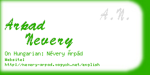 arpad nevery business card