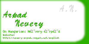 arpad nevery business card